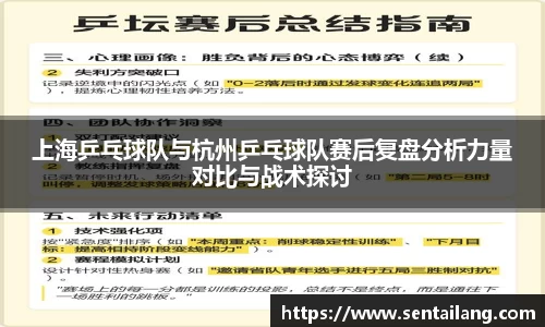 上海乒乓球队与杭州乒乓球队赛后复盘分析力量对比与战术探讨